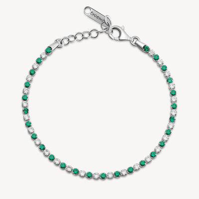Immagine di Bracciale Tennis Con Zirconi Bianchi E Life Green Gioielli Brosway Fancy | FLG127