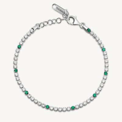 Immagine di Bracciale Tennis Con Zirconi Bianchi E Life Green Gioielli Brosway Fancy | FLG129