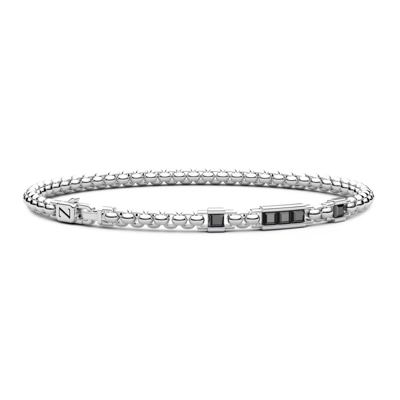 Immagine di Bracciale Uomo In Argento Con Pietre Naturali Nere Gioielli Zancan | ESB311-NE