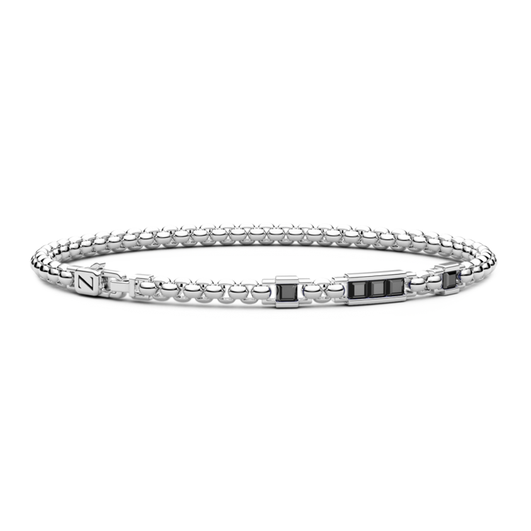 Immagine di Bracciale Uomo In Argento Con Pietre Naturali Nere Gioielli Zancan | ESB311-NE