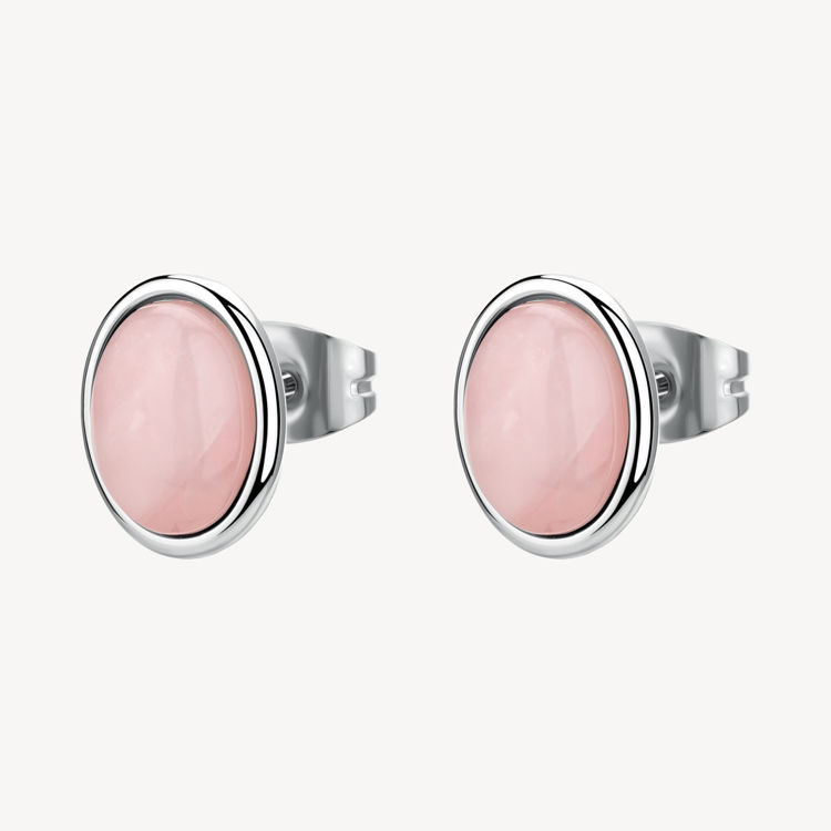 Immagine di Orecchini A Lobo In Acciaio Con Quarzo Rosa Essential Brosway | BNL146
