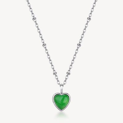 Immagine di Collana Essential Pendente Cuore Con Giada Verde In Acciaio Brosway | BNL129