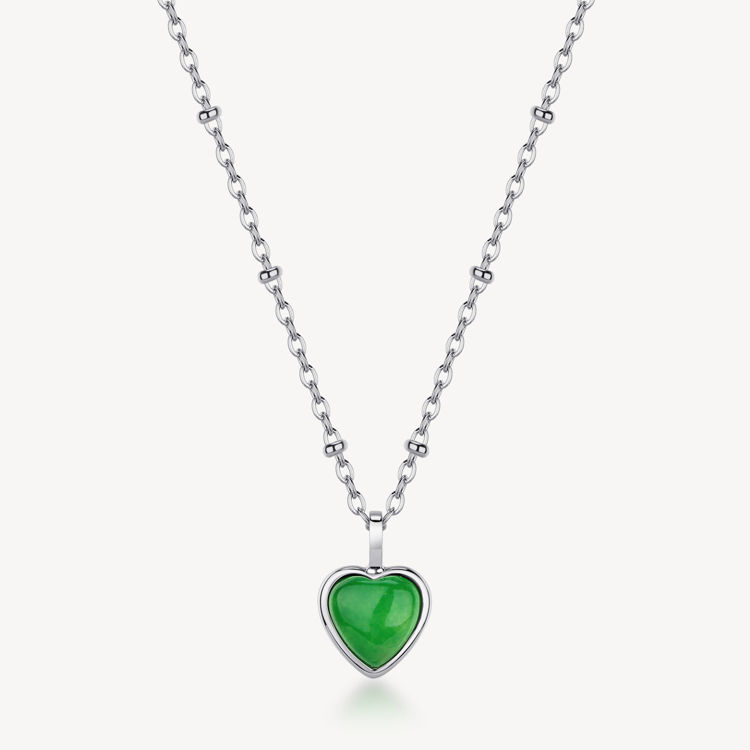 Immagine di Collana Essential Pendente Cuore Con Giada Verde In Acciaio Brosway | BNL129