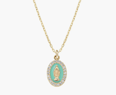 Immagine di Collana Donna Mini Medaglia Miracolosa Verde Mare Gioielli Amen | CLMISMGTI