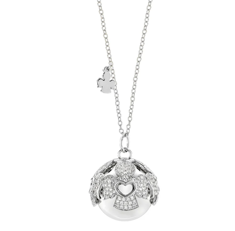 Immagine di Collana Chiama Angeli In Acciaio Rodiato Con Zirconi Amen | OTCCABBBZ