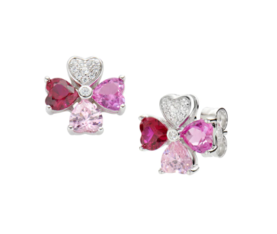 Immagine di Orecchini Quadricuore In Argento Fucsia Multicolor Gioielli Amen | EQUSBMFU