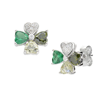 Immagine di Orecchini Quadricuore In Argento Verde Multicolor Gioielli Amen | EQUSBMVE