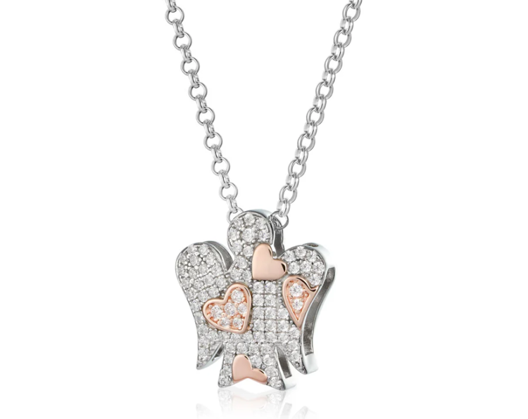 Immagine di Collana In Argento Con Angelo Cuori E Zirconi Roberto Giannotti | GIA357