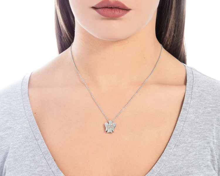 Immagine di Collana In Argento Con Angelo Cuori E Zirconi Roberto Giannotti | GIA357