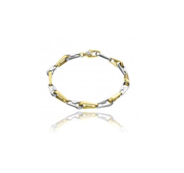 Immagine di Bracciale Bicolore Bianco E Giallo Con Diamanti Accenti Chimento | 1B02531ZB2210
