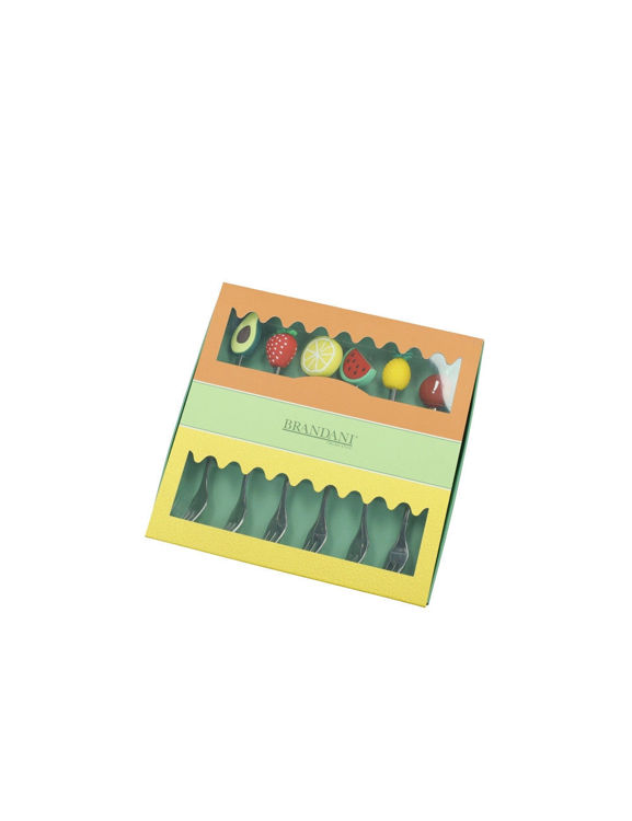 Immagine di Forchettina Silver Frutti Assortiti Set 6 Pezzi Inox/Silicone Brandani | 50034