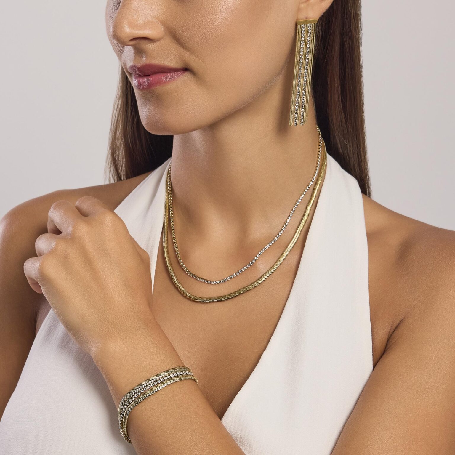 Bracciale Dorato Con Doppia Catena E Tennis Gioielli Kidult | 831013 - immagine 4
