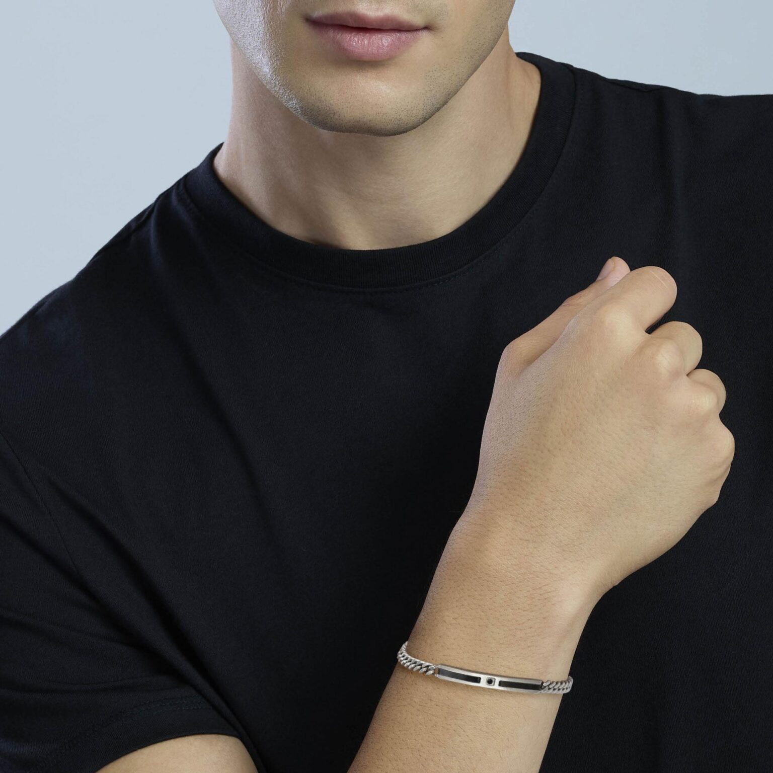 Bracciale Con Catena E Piastra Nera Con Cristallo Gioielli Kidult | 831095 - immagine 3