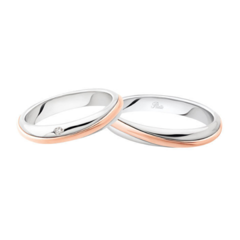 Fedi Nuziali Polello In Oro Bianco e Oro Rosa | 3115DBR