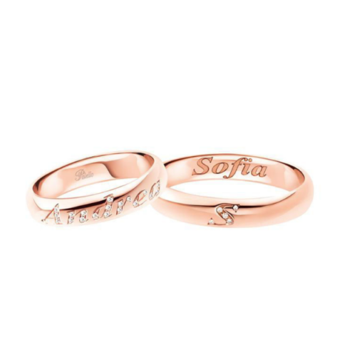 Fedi Nuziali Polello Con Nome in Oro Rosa | 3110DR