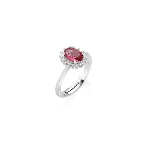 Anello Mini Royal Lady con Zircone Rosso Ciliegia Amen | ANLDPBBCI3