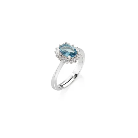 Anello Mini Royal Lady con Zircone Blu London Amen | ANLDPBBLB3