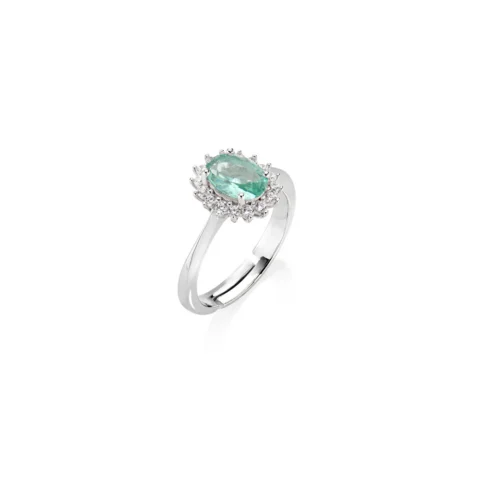 Anello Mini Royal Lady con Zircone Verde Acqua Amen | ANLDPBBVA3