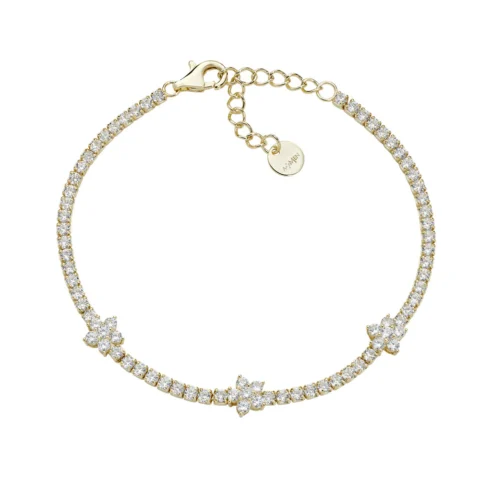 Bracciale Tennis Fiori con Zirconi Dorato Amen | BTFIGBB16
