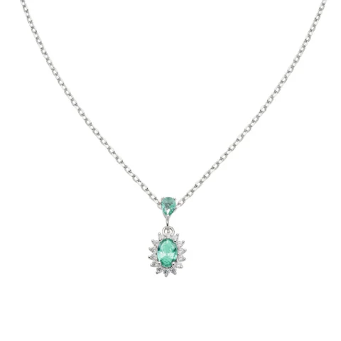 Collana Mini Royal Lady con Zircone Verde Acqua Amen | CLLDPBBVA1