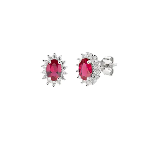 Orecchini Mini Royal Lady con Zircone Rosso Ciliegia Amen | ORLDPBBCI