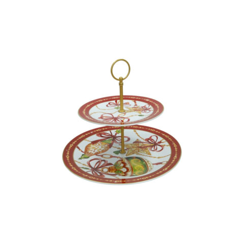 Alzata Gioco Di Luci Porcellana Con Asta Oro Satin Metal Brandani | 89698