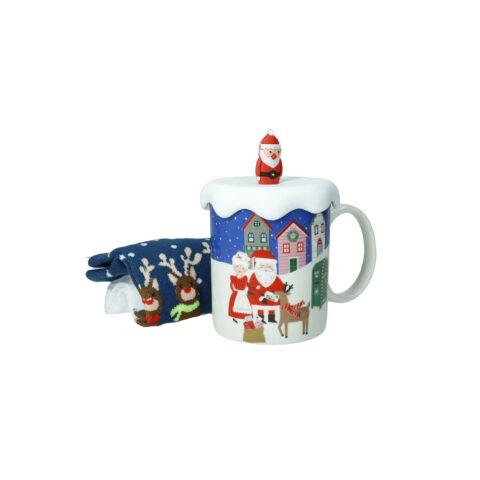 Mug Con Tappo Babbo Natale Silicone E Calzini Cotone Brandani | 83029