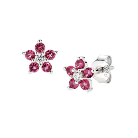 Orecchini Fiore con Petali Rosso Ciliegia Amen | ESTEBCIB