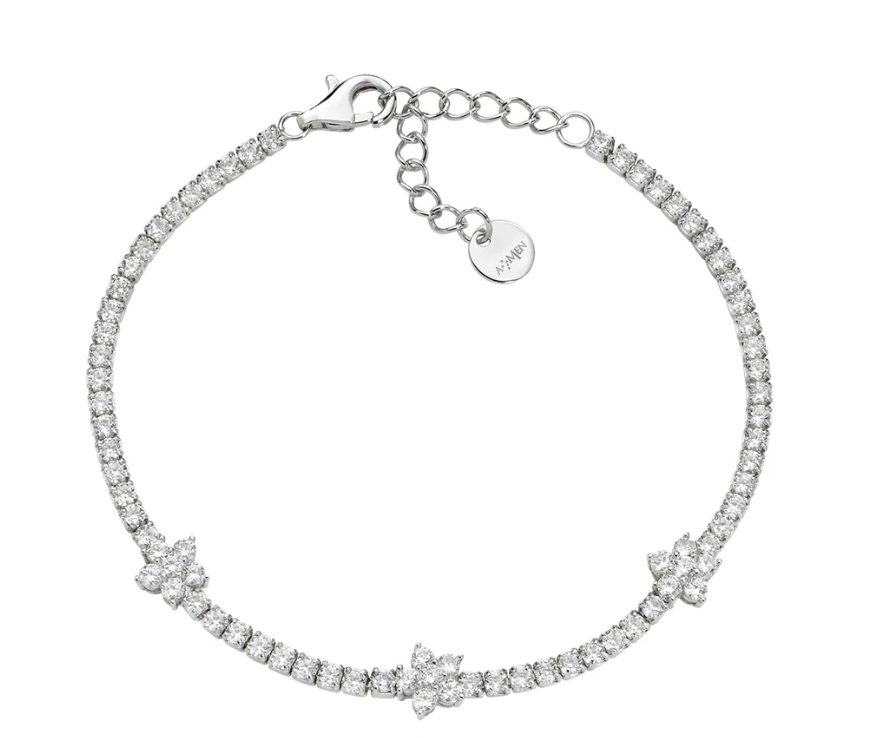 Bracciale Tennis Fiori con Zirconi Amen | BTFIBBB16