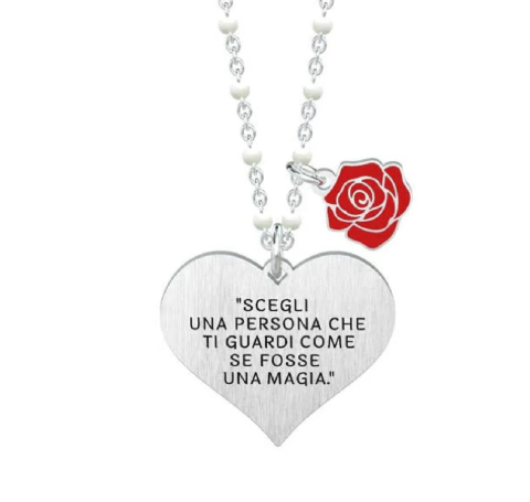 Collana Donna Cuore Con Rosa Gioielli Kidult | 751152