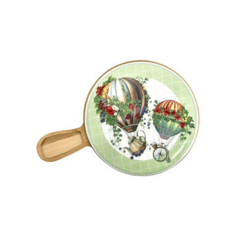 Tagliere Wonderland Porcellana/Bamboo Con Coltello Formaggio Inox Brandani | 51851