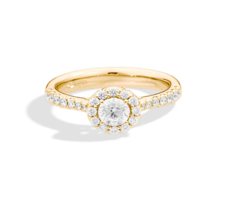 Solitario Halo In Oro Giallo E Diamanti Halo Recarlo | R01SC018/G040-14