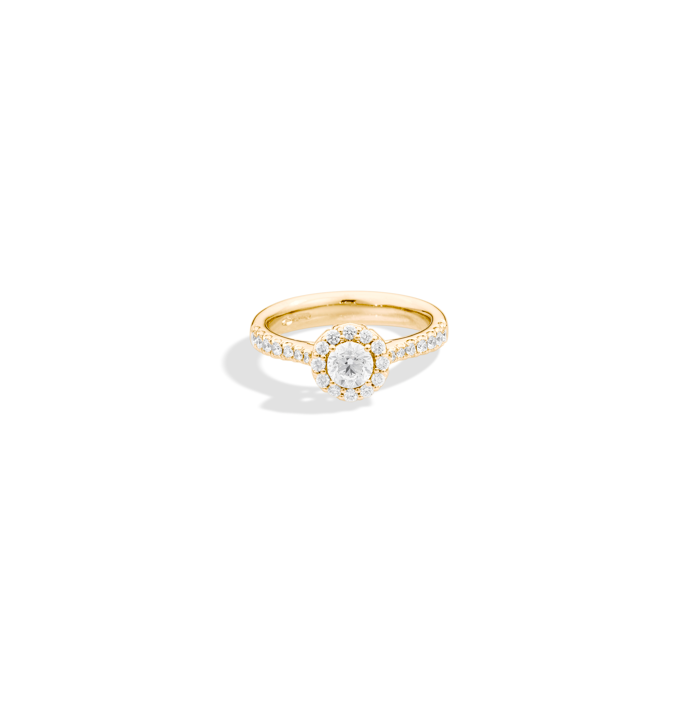 Solitario Halo In Oro Giallo E Diamanti Halo Recarlo | R01SC018/G040-14