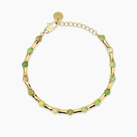 Bracciale Dorato Con Elementi Bambù E Diaspri Verdi Kidult | 831260