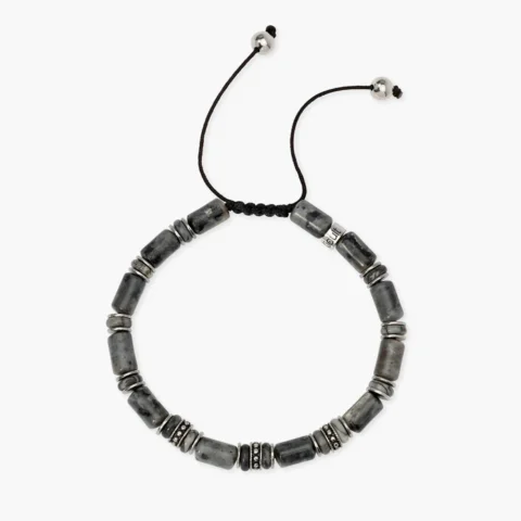 Bracciale Nylon Con Labradorite E Diaspro Grigio Striato Kidult | 831207