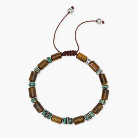 Bracciale Nylon Con Occhio Di Tigre E Agata Verde Kidult | 831208