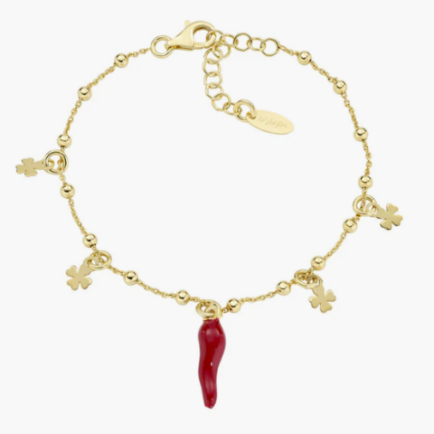 Bracciale In Argento Dorato Con Cornetto Gioielli Amen | BRCSQGR