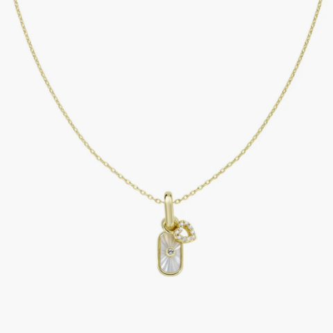 Collana In Ottone Placcata Oro 18kt Charm Madreperla e Cuore Amen | OTCLMARCUGBZ1