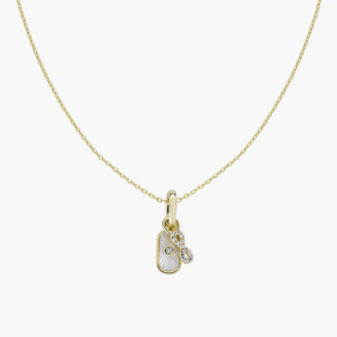 Collana In Ottone Placcata Oro 18kt Charm Madreperla e Infinito Amen | OTCLMARINGBZ1
