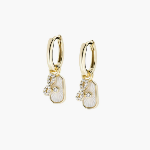 Orecchini in Ottone Placcato Oro 18k Charm Madreperla e Infinito Amen | OTORMARINGBZ1
