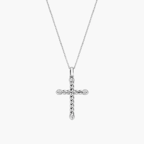Collana in Ottone Rodiato Croce Intrecciata Amen | OTCLCRTRB