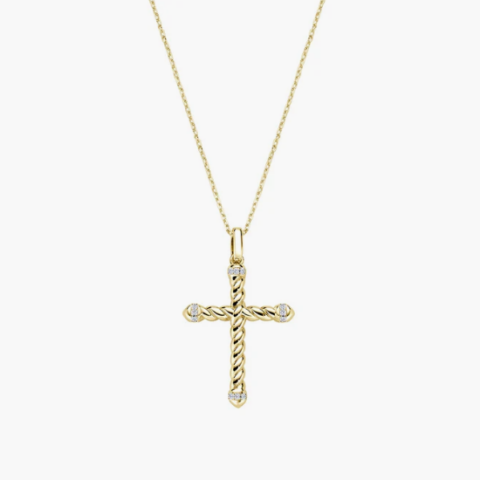 Collana in Ottone Placcata Oro 18kt Croce Intrecciata Amen | OTCLCRTRG