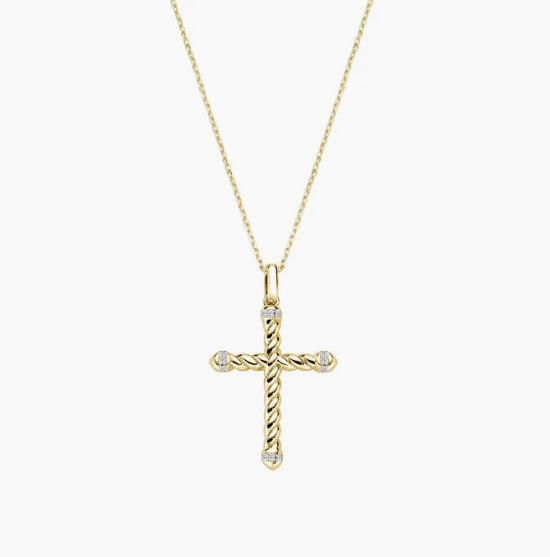 Collana in Ottone Placcata Oro 18kt Croce Intrecciata Amen | OTCLCRTRG