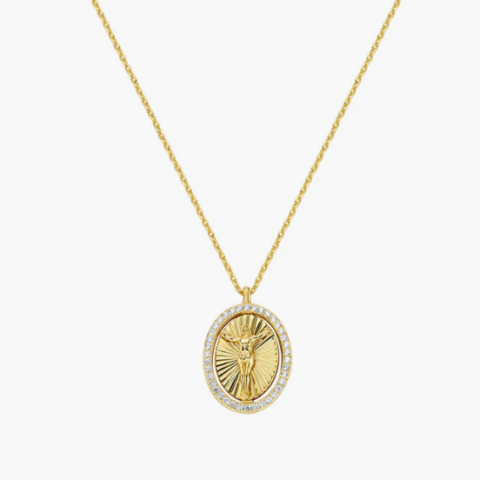 Collana Ottone Placcato Oro 18kt Crocifisso Con Medaglia Girevole Amen | OTCLDOCRIGBZ
