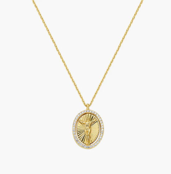 Collana Ottone Placcato Oro 18kt Crocifisso Con Medaglia Girevole Amen | OTCLDOCRIGBZ