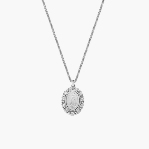 Collana in Ottone Rodiato Miracolosa con Bordo di Zirconi Amen | OTCLMIGIBBZ
