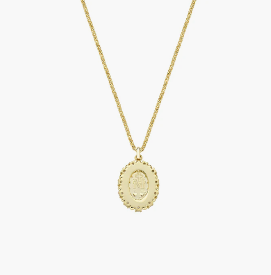 Collana in Ottone Placcato Oro 18k Miracolosa con Bordo di Zirconi Amen | OTCLMIGIGBZ - immagine 2