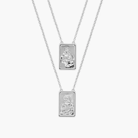 Collana Scapolare Ottone Rodiato Gesù e Madonna/Bambino Amen | OTSCAMAGEB