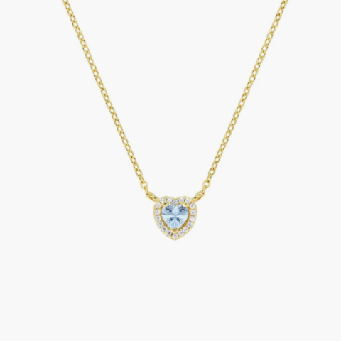 Collana Dolce Cuore Acquamarina Argento Placcato Oro 18kt Amen | CLTICUGACZ