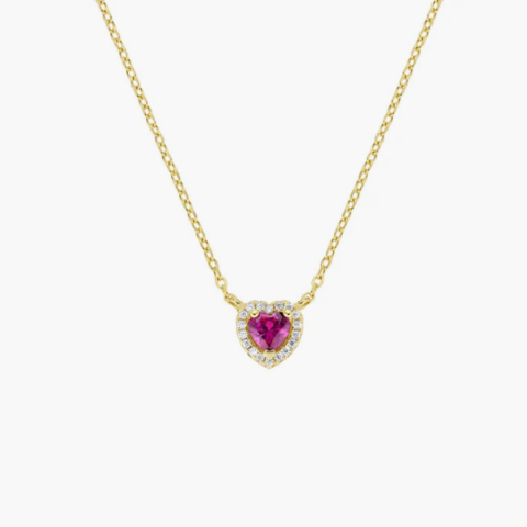Collana Dolce Cuore Rubino Argento Placcato Oro 18kt Amen | CLTICUGRZ